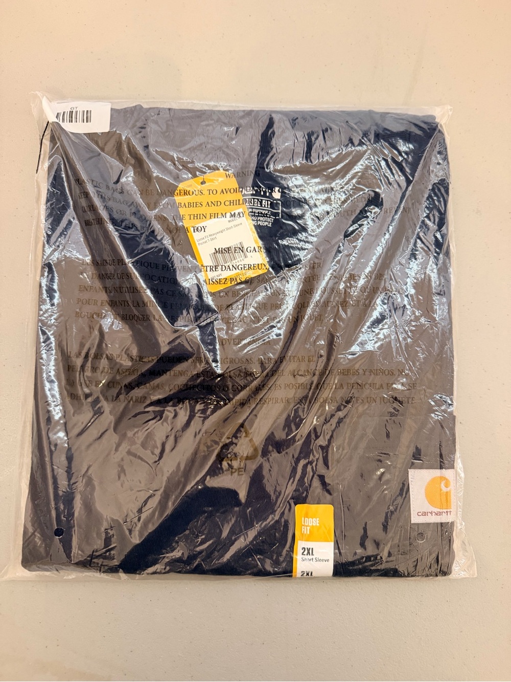 Carhartt Loose Fit Heavyweight Navy Blue Short Sleeve Tee with Pocket
